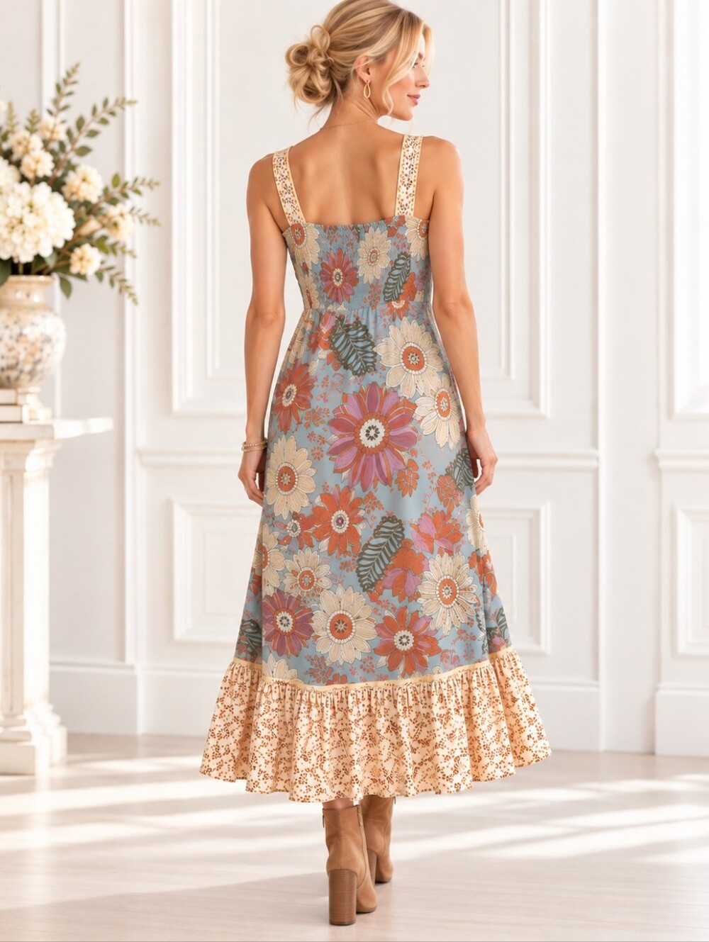 Ku De Ta Floral Maxi Dress Jacket Set Beaded Sequin Shell Boho | Size Large - Picture 4 of 11